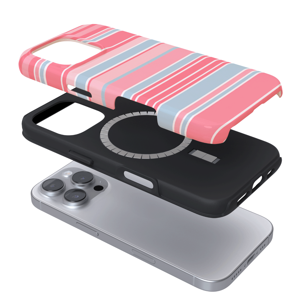 White, baby blue and pink stripes.