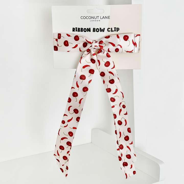 Ribbon Bow Clip - Cherry Spice