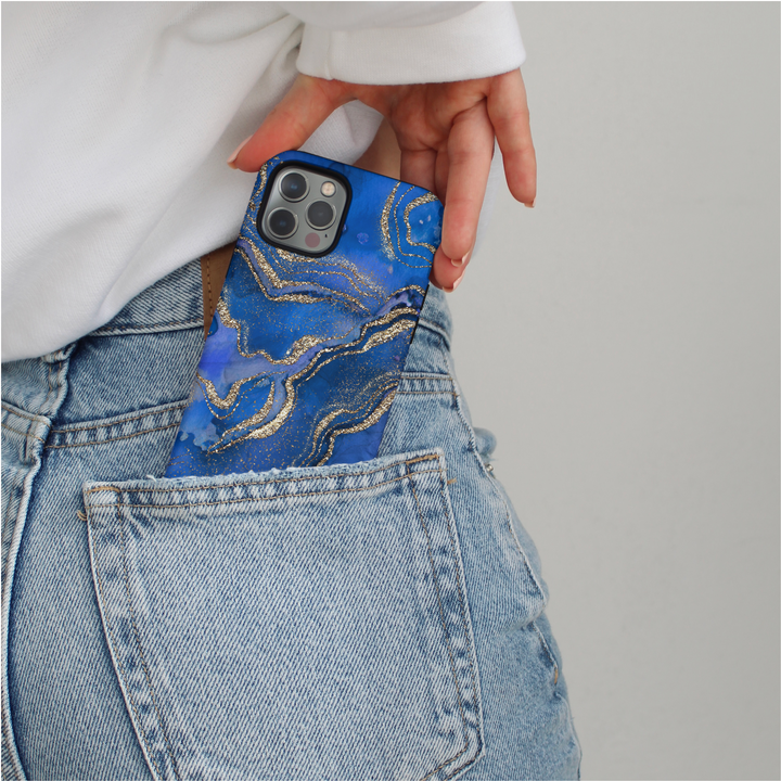 Tough Phone Case - Royal Blue Crystal Agate