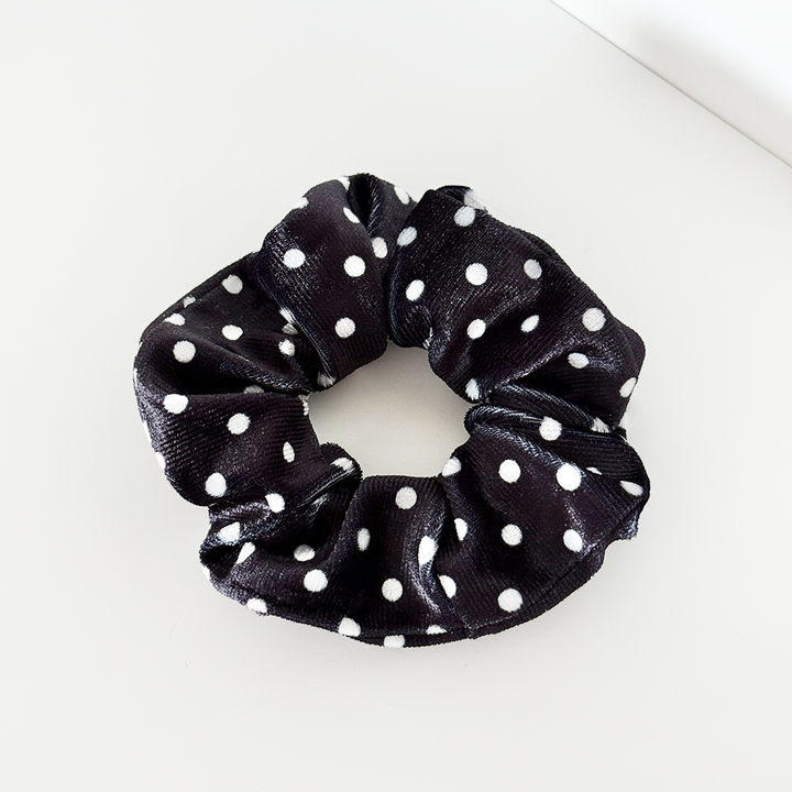 Black Polka Dot Scrunchie
