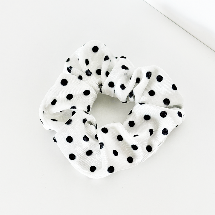 White Polka Dot Scrunchie