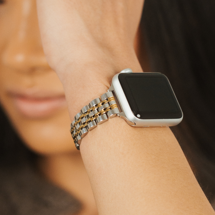 Slim Stainless Steel Apple Watch Strap - Silver & Gold