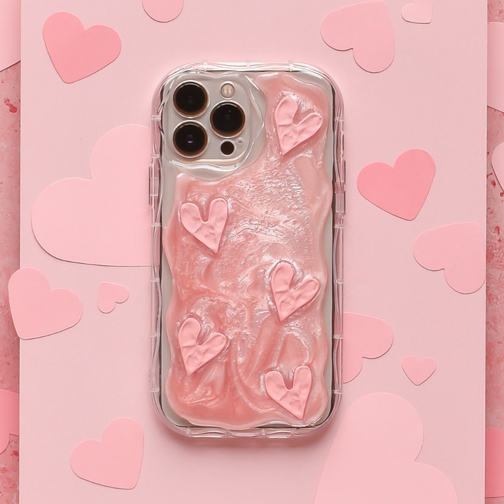 Shimmer Pink Hearts Phone Case