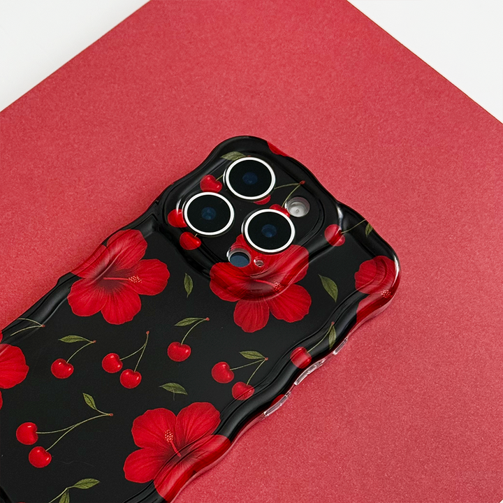 Wavy Phone Case - Cherry Hibiscus