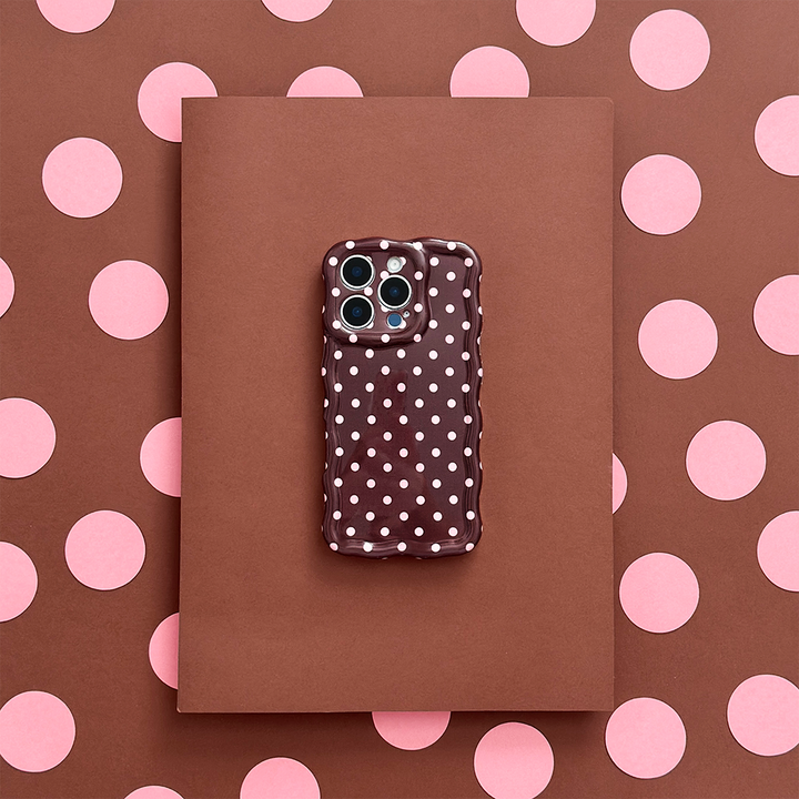 Wavy Phone Case - Brown Polka Dot
