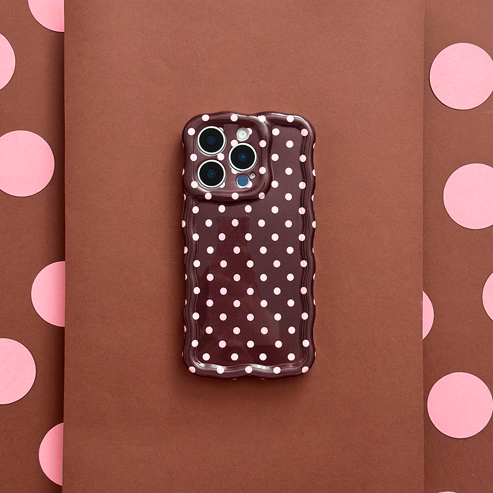 Wavy Phone Case - Brown Polka Dot