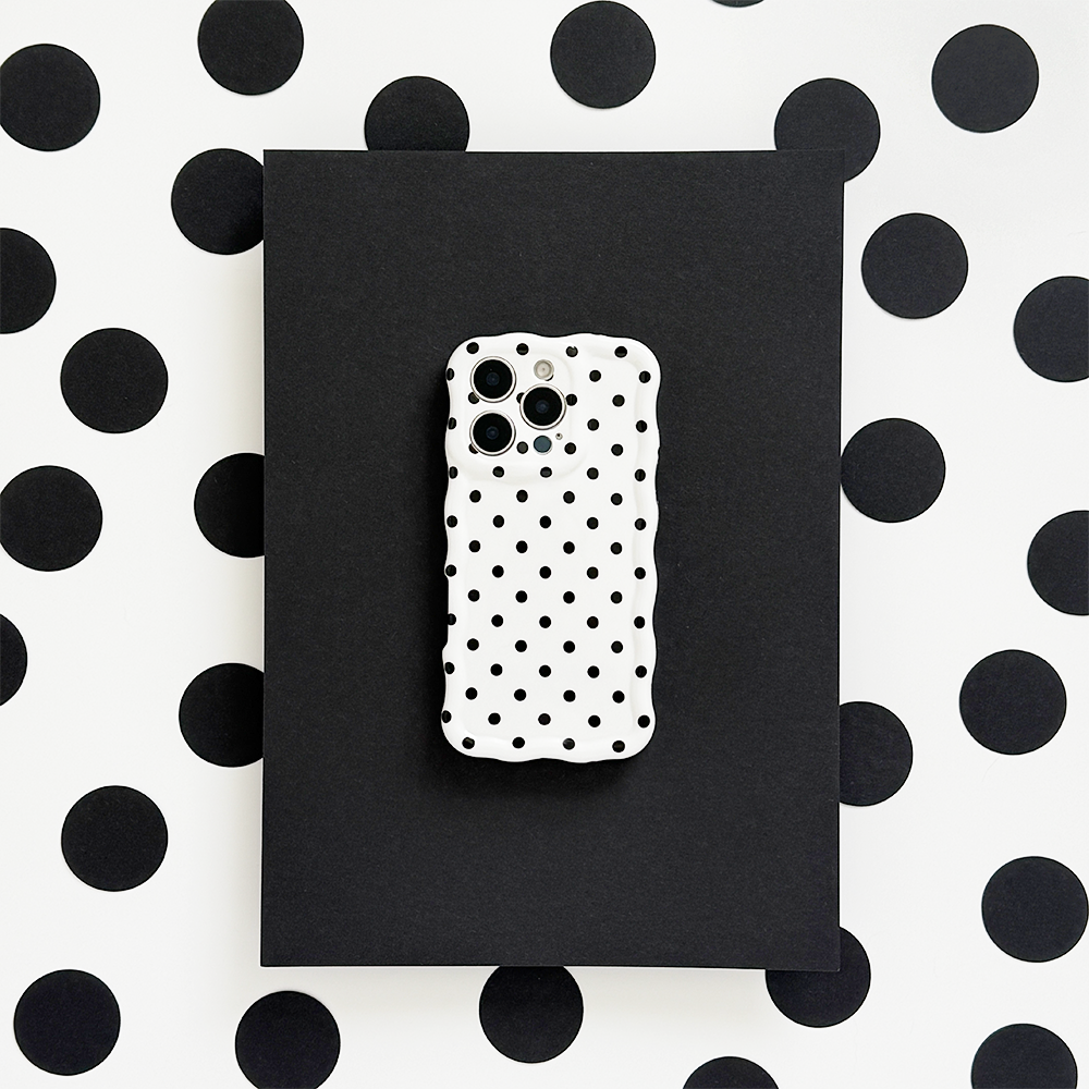 Wavy Phone Case - White Polka Dot