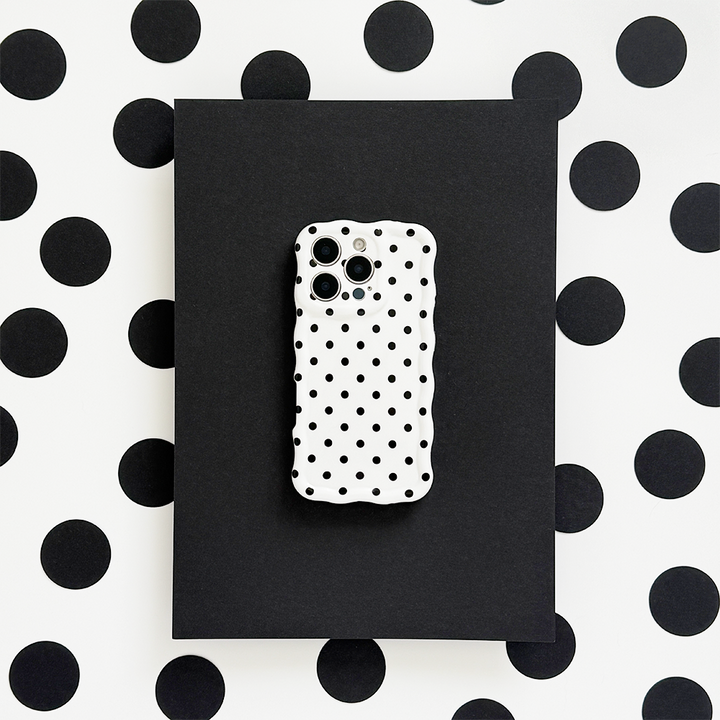 Wavy Phone Case - White Polka Dot