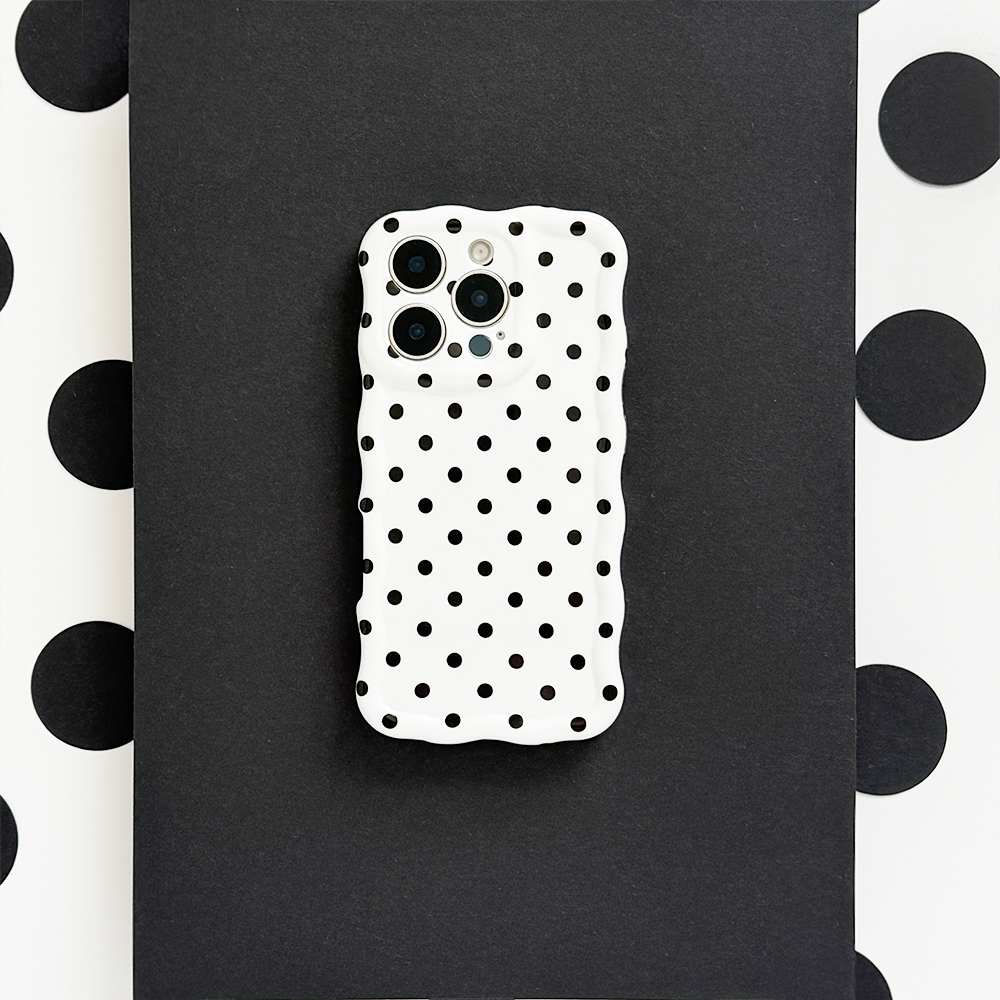 Wavy Phone Case - White Polka Dot