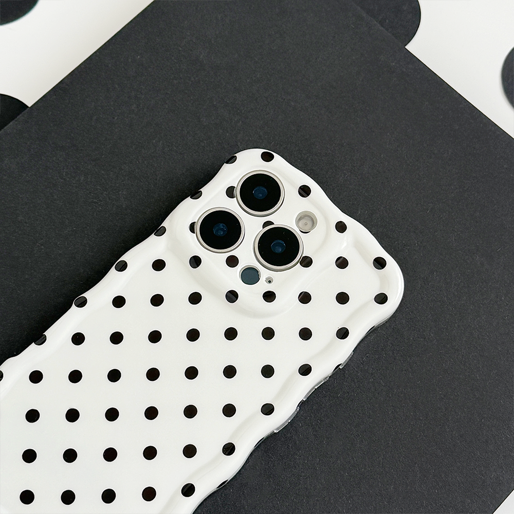 Wavy Phone Case - White Polka Dot