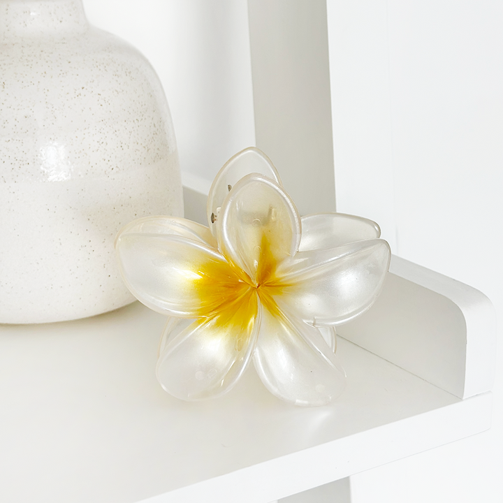 Tropical Flower Claw Clip - White