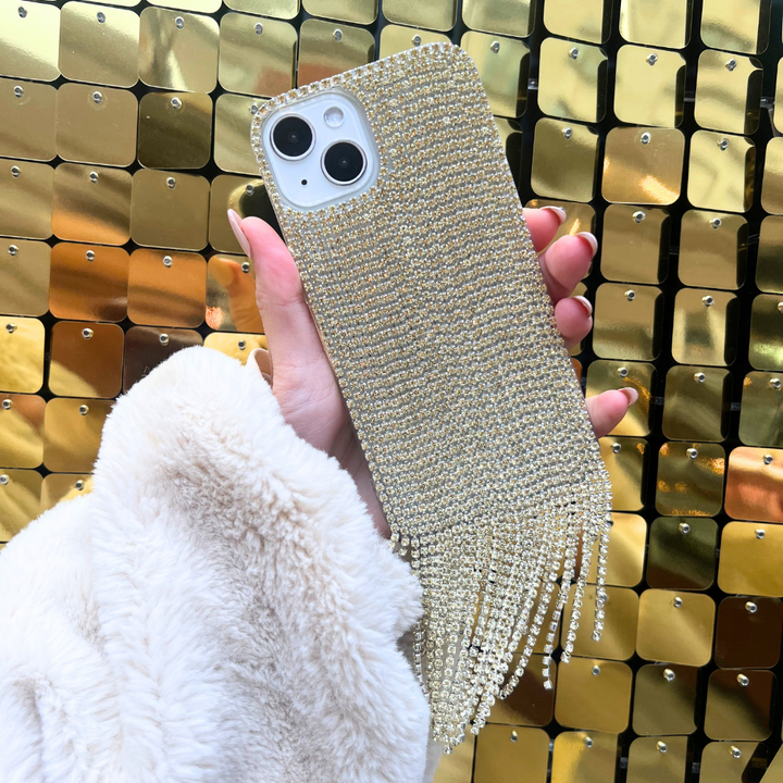 Diamante Tassel Phone Case - Gold