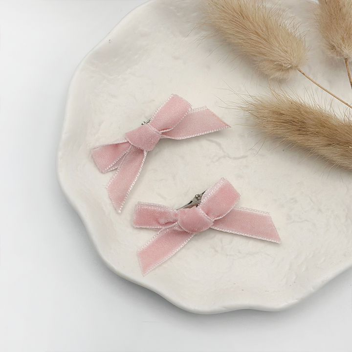 Powder Pink Mini Bow Hair Clips