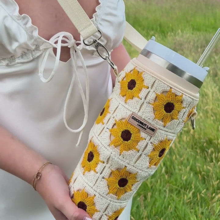 Tumbler Carry Case - Sunflower Crochet