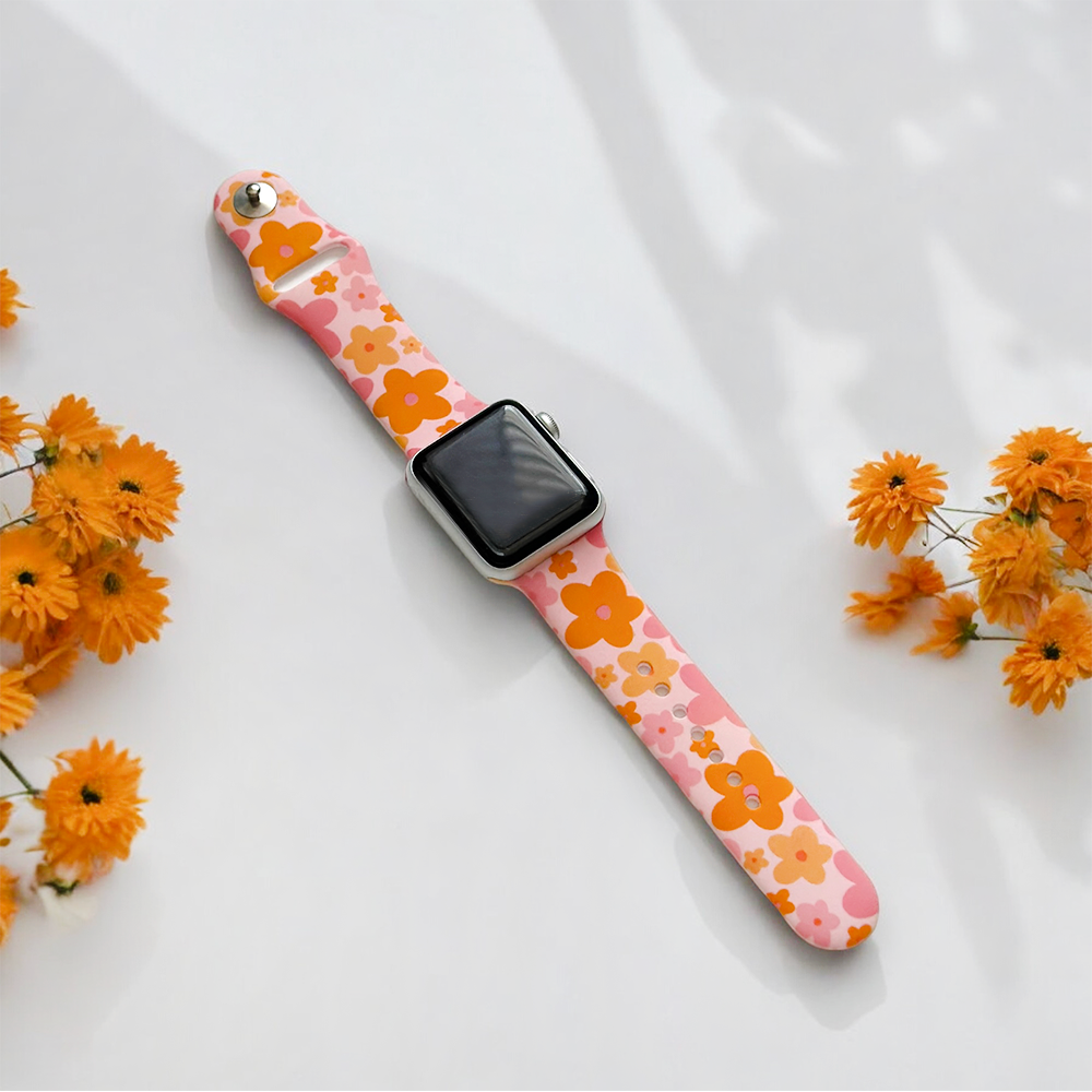 Pink & Orange Bloom Apple Watch Strap