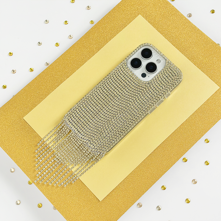 Diamante Tassel Phone Case - Gold