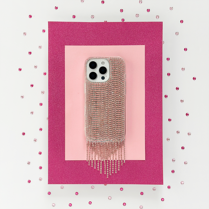 Diamante Tassel Phone Case - Pink