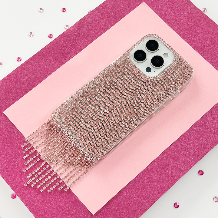 Diamante Tassel Phone Case - Pink