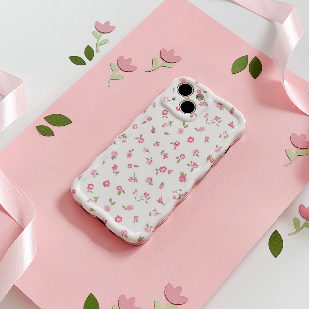 Wavy Phone Case - Pink Watercolour Flowers