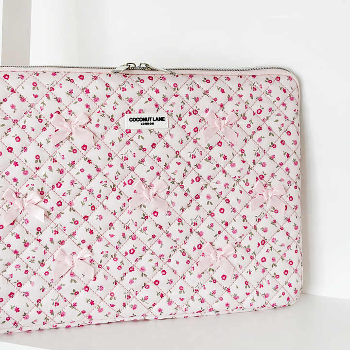 Quilted Pink Watercolour Flowers Laptop Sleeve