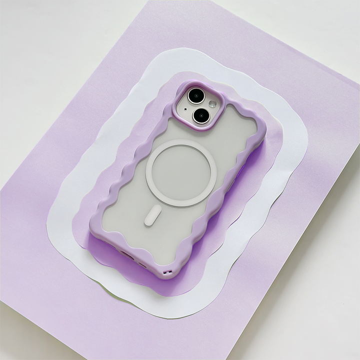 Wavy MagSafe Clear Phone Case - Lilac